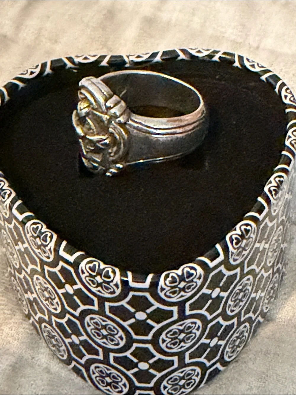 Brighton Sterling Silver Black Shield Cross Ring